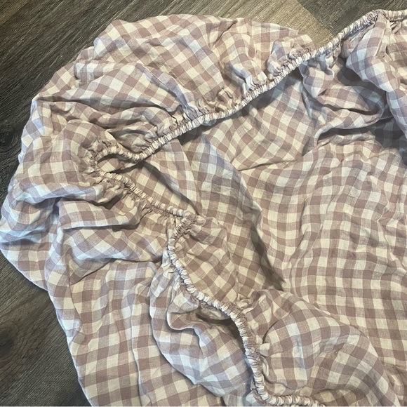 Piglet In Bed Fitted Sheet California King Elderberry Gingham Linen Bedding - Picture 7 of 8